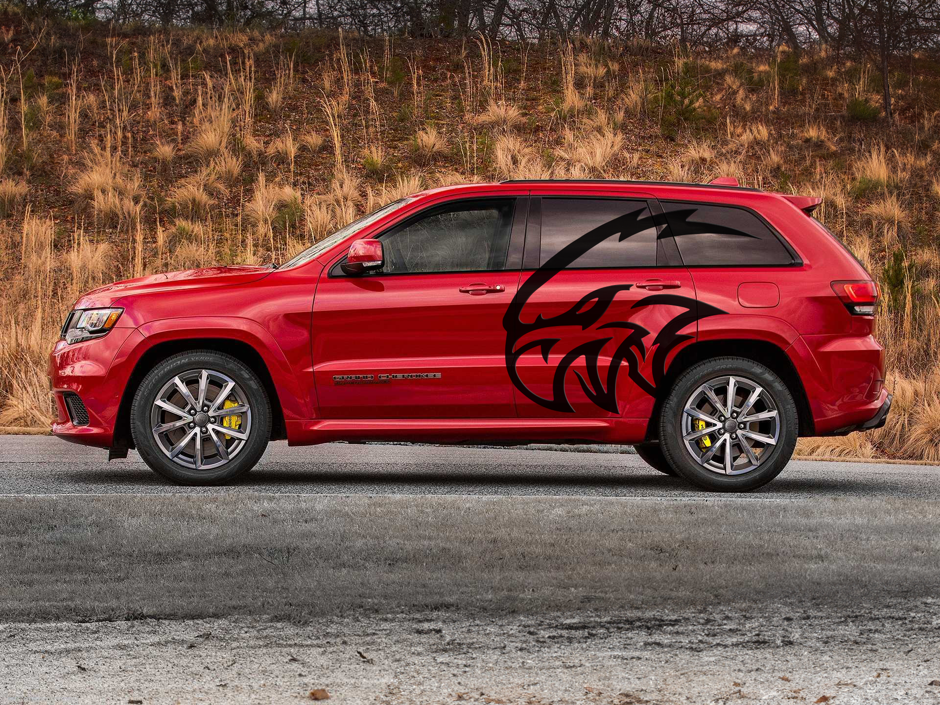 Trackhawk Rear Window Sticker HUGE Jeep Trackhawk Graphic - Hellcat Dodge Vinyl Decal – V Squared ...